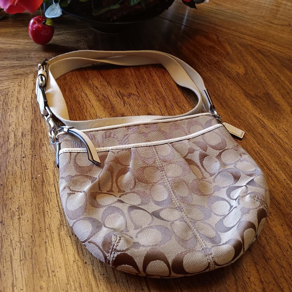 Coach Monogram Pleated Shell-Shaped Soho Crossbody